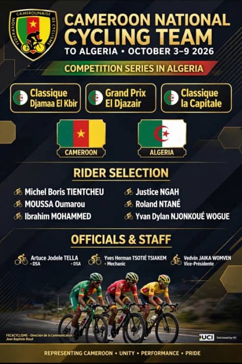 Affiche Officielle Cameroon National Cycling Team to Algeria 2026